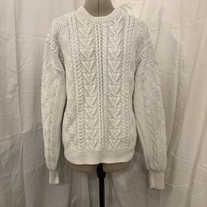 Boston Trader Heavyweight Cream Chunky Knit Fisherman Sweater Size L Unisex